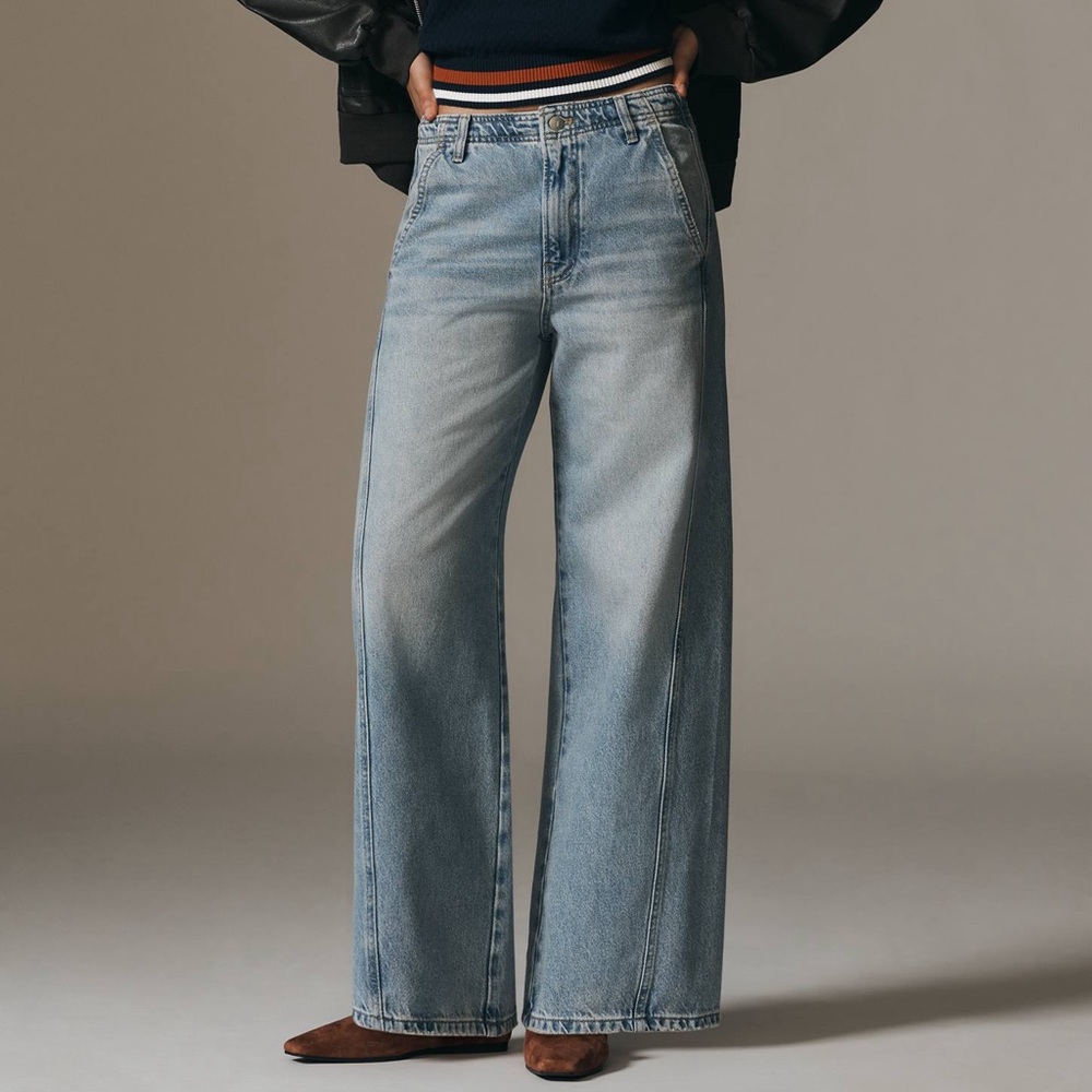 Pilcro Light Blue High-Rise Wide-Leg Jeans